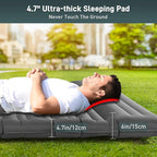 Elegear CumbreX Double Sleeping Pad for Camping, 4.7" Ultra-Thick Inflatable Camping Sleeping Pad 2 Person with Built-in Foot Pump, Portable Camping Sleeping Mat for Backpacking Hiking Tent, Gray Full
