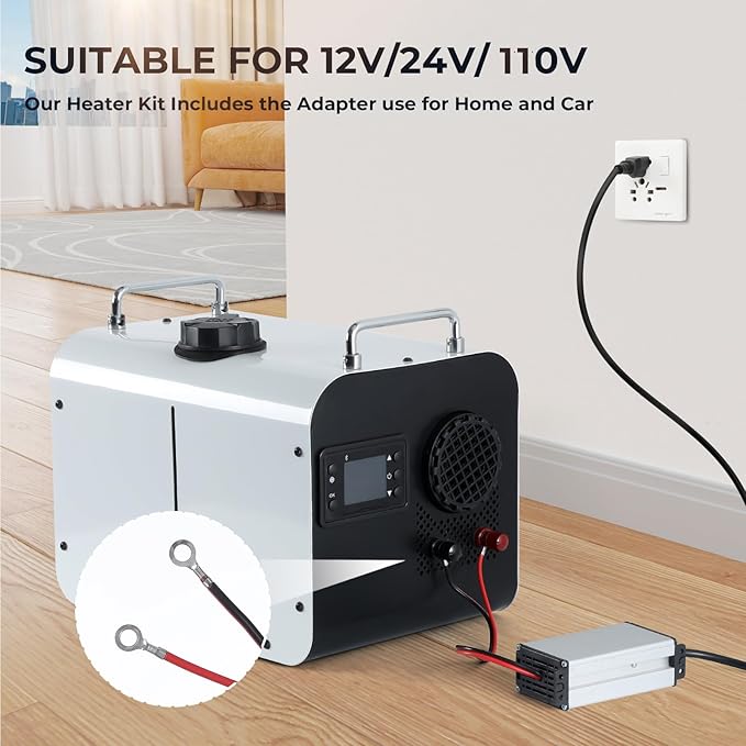 8KW Diesel Heater, Portable Diesel Air Heater All in One 110V/12/24V with App Control, Remote Control and Display Screen,Fast Heating Horizontal Diesel Heater for Campers RV Trailer Garage Home Tent