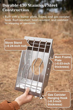 CAMPINGMOON Propane Top Stove Plate Stainless Steel Frame IGT Table Top Gas Burner Windproof Recessed Design for Camping CK-25PG+PG-4 Gas not Included
