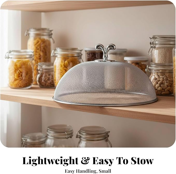 Stainless Steel Mesh Food Cover Plate Serving Cover Multifunctional,Sturdy,Utility,Portable Protector for Home Daily Use, Diameter 28 cm