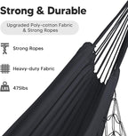 SUNCREAT Hammocks Outdoor Camping Double Hammock with Tassel, Fabric Hammock for Backyard, Dark Gray