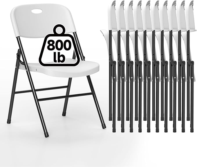 90 Pack Folding Chair, 800 Weight Limit Heavy Duty Plastic Folding Chair Portable Seating for Indoor Outdoor Events, Wedding, Party, Restaurant, Meeting Room White