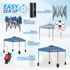 8x8 Pop Up Canopy, Easy Up Canopy Tent, Heavy Duty Tents for Parties, One Person Set Up Event Tent, Light Blue