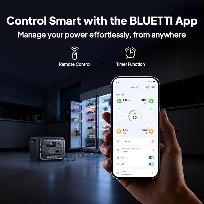 BLUETTI Elite 300 Portable Power Station with Solar Charging Cable, 3014.4Wh LiFePO4 Battery Backup w/ 2400W AC Outlets (4800W Surge), Compact 3kWh for Home Backup, Camping & RV Power