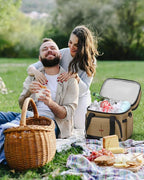 Lunch Box For Men Women Double Deck Insulated Lunch Bag For Men Woman Leakproof Expandable Cooler Bag with Adjustable Shoulder Strap for Kids Shool Work Picnic Camping(Khaki,Large)
