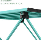Grope Camping Table with Aluminum Table Top, Folding Beach Table Easy to Carry, Prefect for Outdoor, Picnic, BBQ, Cooking, Festival, Beach, Home (Sky Blue-S)