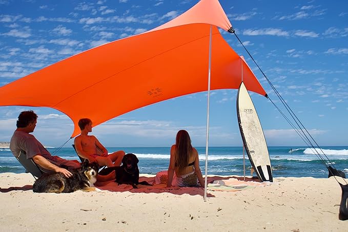 Neso Grande Portable Beach Tent Sun Shelter - Lightweight Beach Shade Canopy - Easy Setup for Family Outings - Patented Reinforced Corners - UPF 50+ Sun Protection - 7ft Tall, 9 x 9ft
