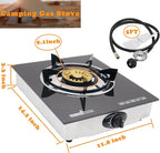 1 Burner Propane Gas Cooktop,Camping Portable LPG Gas Stove, Auto Ignition Tempered Glass Countertop Regulator and Burner Grate