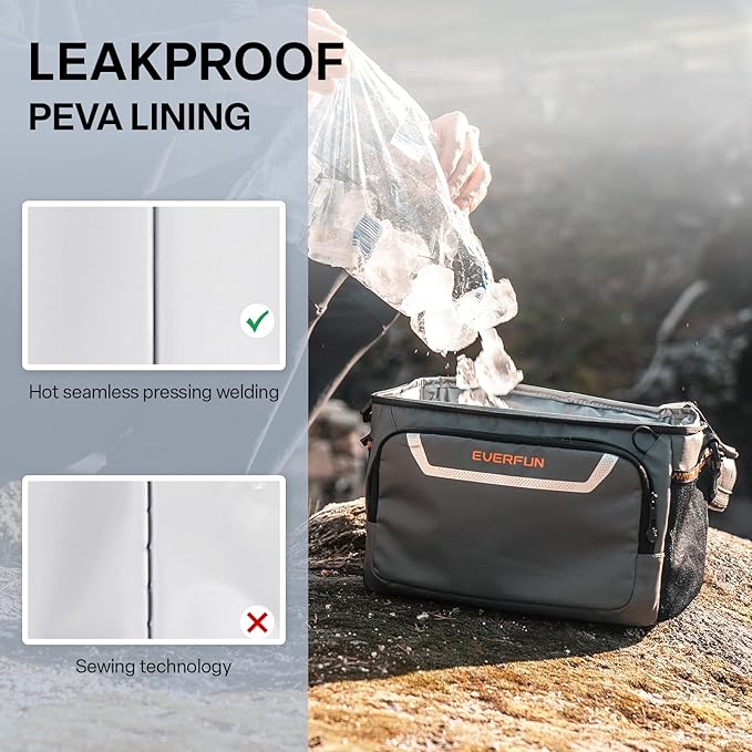 EVERFUN Small Cooler Bag 24 Can Insulated Lunch Box Double Deck Soft Leak-Proof Waterproof Collapsible Ice Chest for Men Women Work Travel Car Trip Picnic Beach