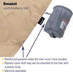 Browint Silk Sleeping Bag Liner, Silk Sleep Sack, Extra Wide 87"x43", Lightweight Travel Sheet for Hotels, More Colors for Option, Reinforced Gussets