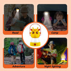 VIHOSE 2 Set Kids LED Camping Lantern and Headlamp 4 Pcs Animal Themed Camping Equipment Nightlight Battery Powered Night Light for Emergency Hurricane Lightweight Tent Lamp for Children