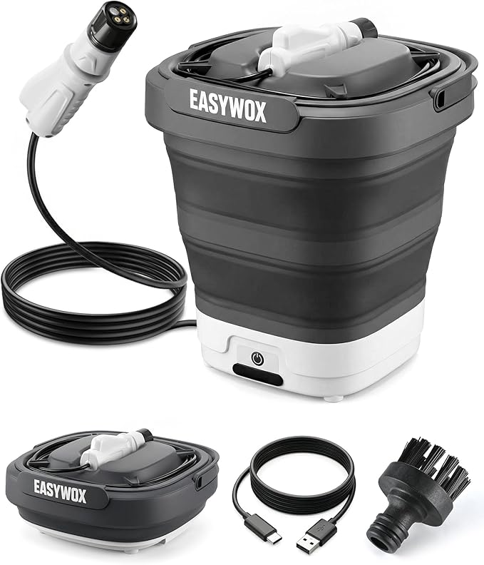 Portable Electric Pressure Washer with 3.2 Gal Tank, 4-in-1 Nozzle, Max 290 PSI Foldable Cordless Power Washer, Type-C Charging, Portable Water Sprayer for Camping, Bike, Pet, Garden, Car Wash