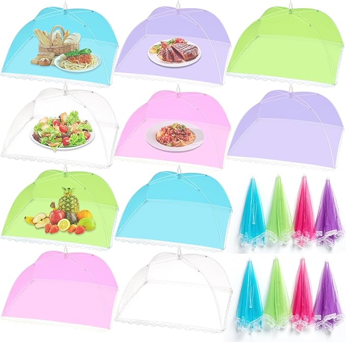 10 Pack Food Cover Tents, Pop-Up Food Tents, Foods Covers for Outdoors, Foods Mesh Cover, Reusable and Collapsible Outdoor Picnic Covers Net,Suit for Parties Picnics,BBQs, Fruit