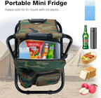 Portable Backpack Stool Cooler Chair for Adults, Folding Large 3 in 1 Multifunction Insulated Camping Seat Backpack Cooler Chair Heavy Duty 350lbs for Fishing Hunting, Camouflage