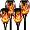 Walensee Solar Tiki Torches with Flickering Flame,96 LED Solar Torch Lights Outdoor Waterproof,43" Tall Super Larger Size Tiki Torches for Outside Garden Patio Yard, 4Pack