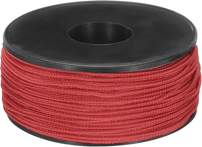 MECCANIXITY 1.18mm x 164 Feet Paracord Micro Cord Rope 100 LB Polyester Braided Cord Spool for Camping Outdoor Jewelry Bracelet, Red