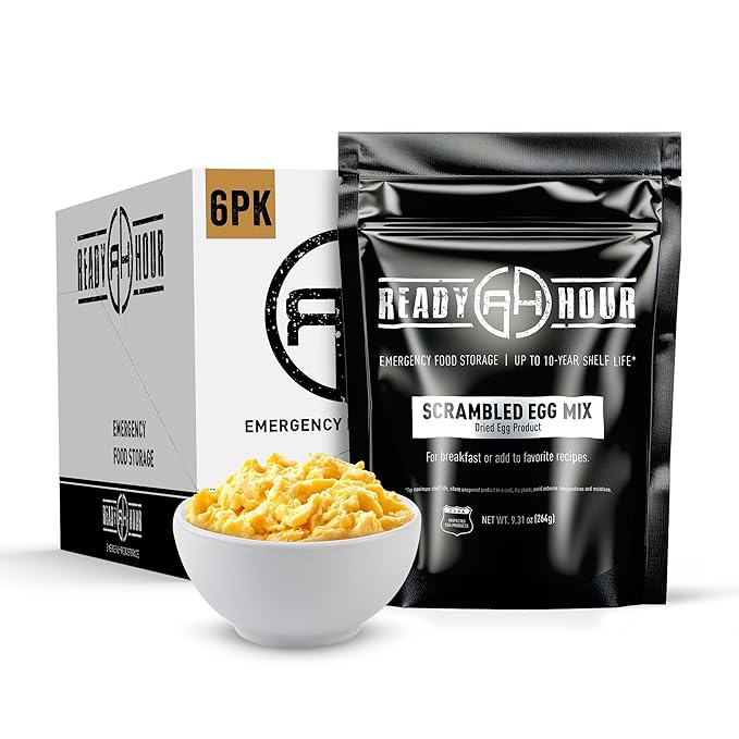 Ready Hour Scrambled Eggs Case Pack (72 Servings), Freeze-Dried Scrambled Eggs, Bulk, Long Shelf Life, Emergency Food Supply, Disaster Food, Survival Breakfast, Prepper Meal Kit, Protein Rich Meals