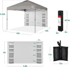 Best Choice Products 10x10ft Pop Up Canopy Tent with Sidewall, 1 Person 1 Minute Set Up, Carry Case, 4 Weight Bags - Light Gray