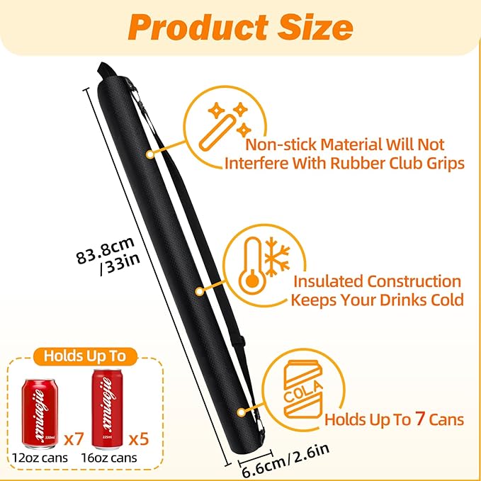 Golf Cooler Bag Golf Cooler Sleeve - Holds 6 Beer Cans or 2 Wine Bottles Cold Golf Accessories Gifts for Men Dad Husband, Insulated Beer Cooler for Golfing, Beach Days, Picnic