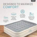 RestElevated Luxury Pillow Top Queen Size Air Mattress with Built in Pump | 20" Raised Height with Coil Beam Support | Adjustable Blow Up Air Bed | for Home, Guests and Camping [Cream with Grey Top]