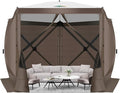 COBIZI Pop Up Gazebo Screen Tent Screen House for Camping, 10FTx10FT Screen Room with Mosquito Netting, Hub Tent Instant Screened Canopy with Carrying Bag and Ground Stakes, Brown