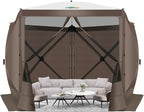 COBIZI Pop Up Gazebo Screen Tent Screen House for Camping, 10FTx10FT Screen Room with Mosquito Netting, Hub Tent Instant Screened Canopy with Carrying Bag and Ground Stakes, Brown