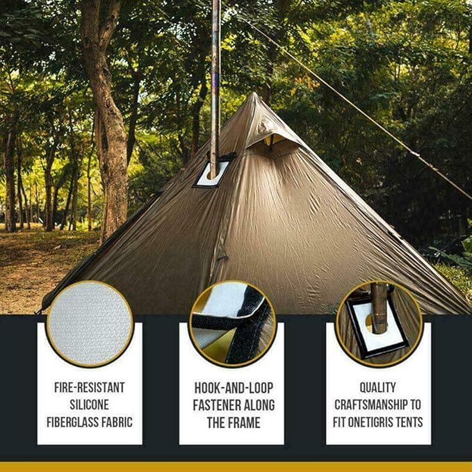 Acxico 1 pcs Tent Stove Jack Fire Resistant Pipe Vent Accessory Your Flue Hot Keep Use