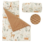 PHF Toddler Nap Mat with Removable Pillow and Minky Fleece Blanket, Rollup Design Warm Slumber Bags for Boys Girls, 52"x20"x2" Kids Sleeping Bag for Daycare Preschool Travel Camping, Woodland & Animal