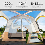 Camping Tent Family Cabin Tents, Large Capacity 2 Room Cabin Tent for Family Outdoor Use, Backpacking, Hiking, Picnics (M)