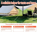 Outdoor Tent Guy Lines, Lightweight Camping Ropes with Aluminum Tensioners and Storage Pouch, Ideal for Tents, Tarps, Canopies, Camping, Hiking and Backpacking（6-Pack | Black）