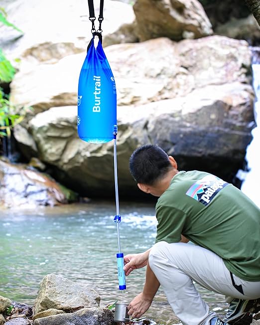 8L Camping Water Filtration System, Protable Gravity Water Filter System Survival for Camping Hiking Backpacking and Emergency Preparedness, 2-Gal Bag, BPA-Free