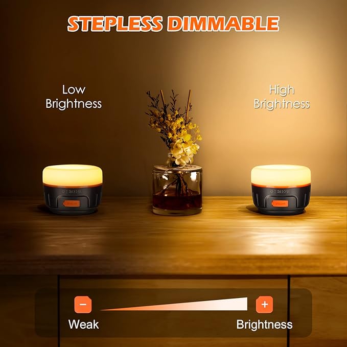 Rechargeable LED Camping Lantern, 300H Runtime, 6400mAh, IPX5 Waterproof Tent Light for Camping, Hiking, Power Outages, Home, Emergency - Standard Edition,Orange