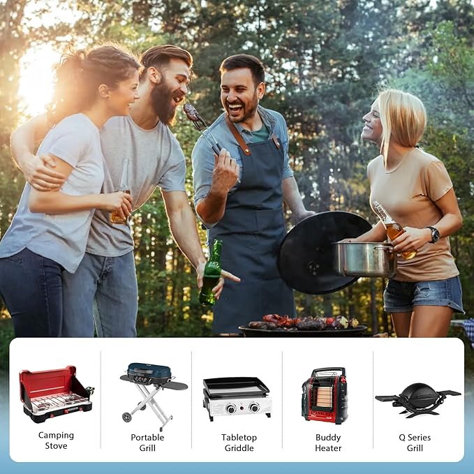 6 FT Propane Hose Adapter 1lb to 20lb, Fit for Weber Portable Grills, Coleman Stoves, Char-Broil Portable Grills, Blackstone Tabletop Griddle & More - Connects 1 lb Portable Appliances to 20 lb Tanks