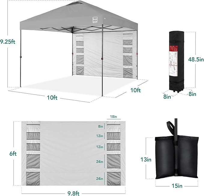 Best Choice Products 10x10ft Pop Up Canopy Tent with Sidewall, 1 Person 1 Minute Set Up, Carry Case, 4 Weight Bags - Silver