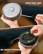 Camping String Lights, 32.8ft RGB Retractable String Lights, 4000mAh Rechargeable LED Hanging Tent lamp, Portable Twinkle Camp Lamp for Outdoor Backyard Patio Awning Canopy RV Essentials, Black