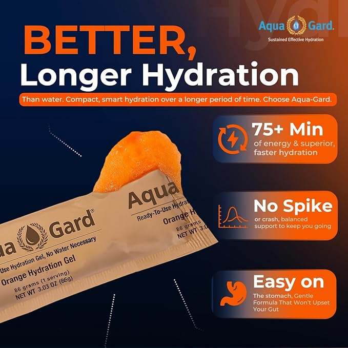 Aqua-Gard Emergency Water Gel - Survival Water Pouches for Disaster Relief | 200% More Effective Hydration | Emergency Water Pouches for Water Emergency Kit Supply for Extreme Conditions (25 Pack)