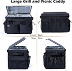 Large Grill Caddy with Lid – BBQ Organizer for Camping, Tailgating, RV, Boating – Grilling Gifts for Men – Collapsible Griddle Tote Bag with Shoulder Strap – Outdoor Essentials