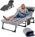 Slsy Folding Lounge Chairs Outdoor, Adjustable Sleeping Cot Chair, Portable Folding Bed Cot Chaise Lounge Chairs for Outside Beach Lawn Camping Pool Sun Tanning