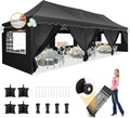 HOTEEL 10x30 Pop Up Canopy with 8 Sidewalls, UV 50+ and Waterproof 10×30 Party Tent, Thickened Frame, Large Space Easy Pop Up Canopy, Outdoor Canopy for Weddings, Beaches, Parties, Patio (Black)