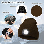 LED Beanie Hat with Light, Headlamp Beanie Cap Unisex Winter Warm Knit Night Light Hat, Knit Beanie Gifts for Men Women Kid