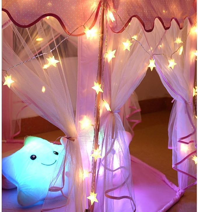 Homeleo Warm White 50 Led Star Fairy Lights with Remote Control, Battery Powered Five-Pointed Star String Lights