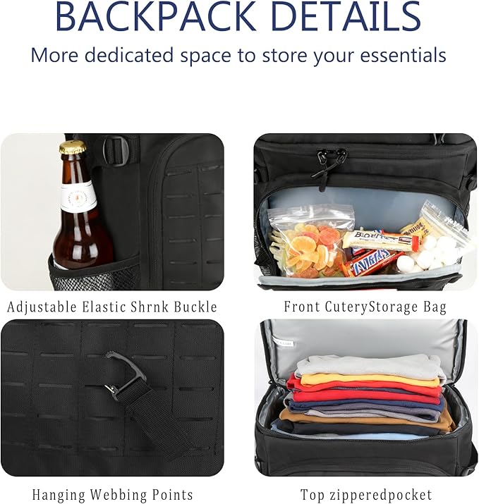 Cooler Backpack, 30 Can Backpack Cooler 4-Sided Cold Retention Technology, Lightweight & Hands-Free for Beach, Camping