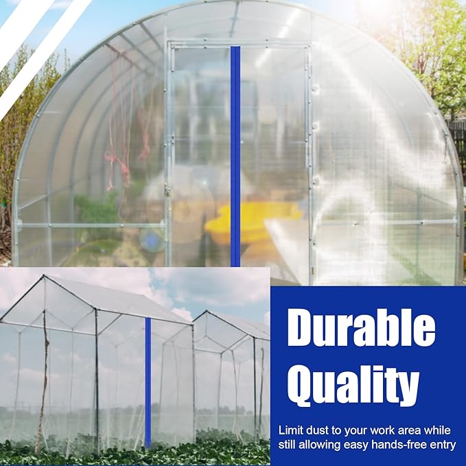 Tigeen 4 Roll Heavy Duty Zipper Door for Dust Barriers 7 ft x 3 Inch Self Adhesive Construction Zipper Door for Greenhouse Tent Accessories (Blue)