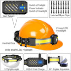 LED Headlamp, 1000lumens 230° Widebeam Headlight, USB Rechargeable HeadLamp with Red Taillight, Lightweight Waterproof Headband Light for Camping Running Hiking, Hard Hat Headlamp 6Packs