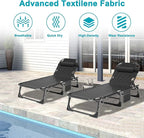 ABORON 5 Positions Camping Cots for Adults,Outdoor Folding Sleeping Cot/Mat,Folding Chaise Lounge Chair with Pillow,Portable Reclining Chair for Beach Lawn Camping Pool,Sunbathing Chairs