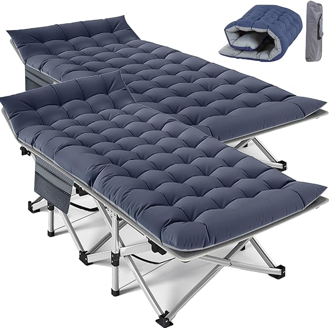 Slsy Folding Camping Cot for Adults with Pad, Padded Portable Sleeping Cots, Camp Bed with Carry Bag for Outdoor Travel, Beach, Hiking