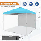 EAGLE PEAK Commercial Canopy 10x10 Pop Up Canopy Tent with 1 Sidewall, Easy Setup Heavy Duty Instant Event Shelter for Vendors & Markets, Outdoor Sun Shade, Light Blue