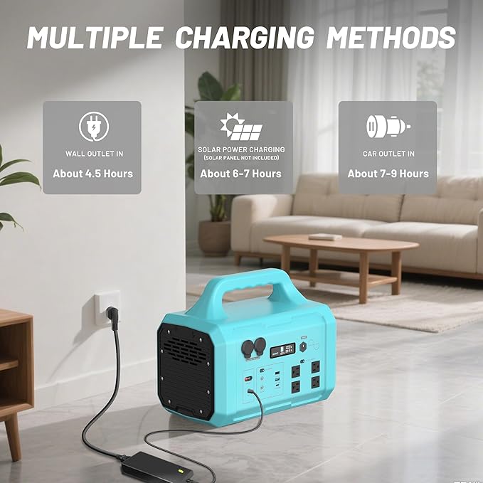 1000W Portable Power Station 120V AC Outlet Solar Generator for Outdoor Camping RV Travel Hiking 1024Wh LiFePO4 (LFP) Battery for Emergency Backup Power Outages (Solar Panel Optional)