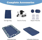 Costzon Inflatable Toddler Travel Bed, Kids Air Mattress Set w/Electric Pump, 4 Sides Safety Bumper & 2-in-1 Multifunctional Design, Portable Toddler Bed for Travel, Camping, Home-use (Blue)