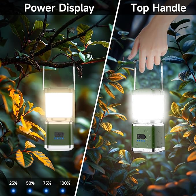 LED Camping Lantern, High Lumens Camping Light Rechargeable with 4 Light Modes, Waterproof, Camping Essentials, Mini Lantern Flashlight for Camping, Hurricane, Emergency, Hiking, Power Outages, 10pc